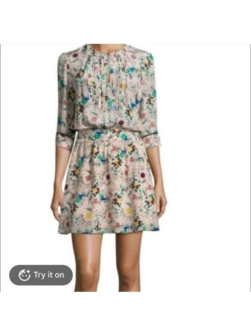 Zadig & Voltaire Remus Tattoo Silk Dress Floral Skull Print Halloween Size M